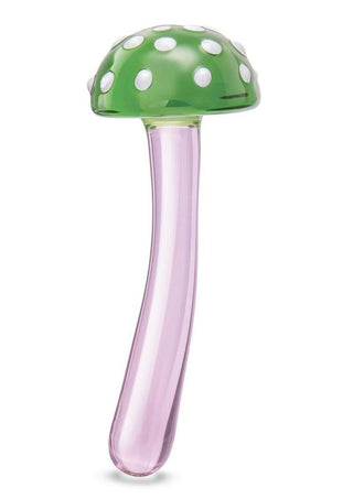 Glas Magic Mushroom Glass Dildo - Green/Pink - 7.5in