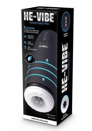 He-Vibe Power Thrust Pro Rechargeable Masturbator - Black/Frost
