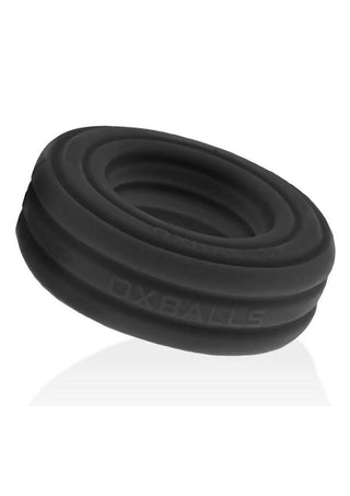 Hunkyjunk Roto Grooved Gripper Ribbed Cockring - Black Fog