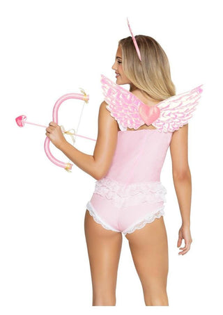 Leg Avenue Cupid Costume Heart Headband Wings Bow and Arrow - Pink - One Size - 4 Piece