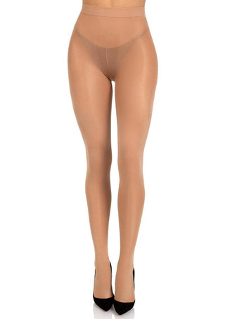 Leg Avenue Opaque Sheer to Waist Tights with Cotton Crotch - Nude - One Size