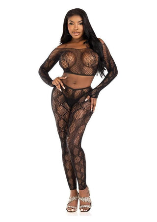 Leg Avenue Python Net Crop Top and Footless Tights