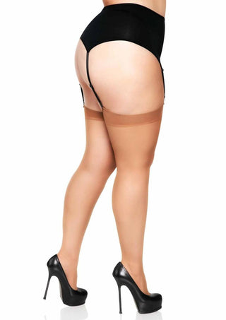 Leg Avenue Sheer Backseam Stockings - Plus - Tan - Queen