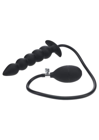 Levelz Beaded Inflatable Silicone Anal Plug - Black
