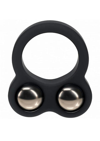 Levelz Liquid Silicone Double Weighted Ball Cock Ring - Black