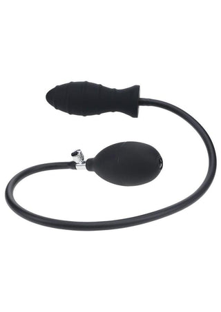 Levelz Ribbed Inflatable Silicone Anal Plug - Black