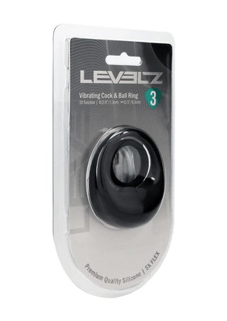 Levelz Vibrating Liquid Silicone Rechargeable Cock and Ball Ring - Black