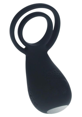 Levelz Vibrating Silicone Rechargeable Cock and Ball Ring with Paw Stimulator - Black