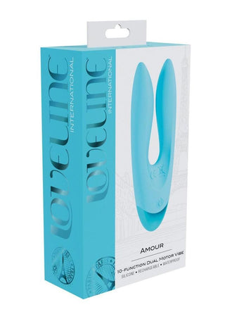 Loveline Amour 10 Function Rechargeable Silicone Dual Motor Vibe - Blue