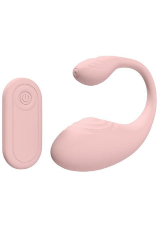 Loveline Wave C-Shape Vibe 10 Function Silicone Rechargeable Vibrator with Remote - Pink