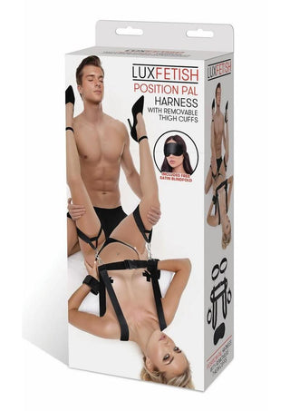 Lux Fetish Position Pal Harness with Removable Thigh Cuffs - Black