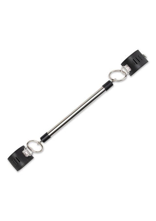 Lux Fetish Spreader Bar with Lockable Cuffs - Black/Silver
