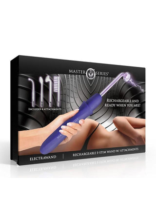Master Series Elektrawand Rechargeable E-Stim Wand with Attachments - Purple