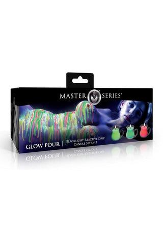 Master Series Glow Pour Blacklight Reactive Drip Candle - Glow In The Dark/Multicolor - 3 Piece/Set