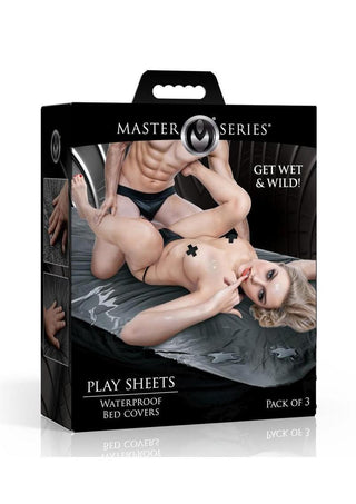 Master Series Play Sheets Waterproof Bed Covers - Black - 3 Per Pack