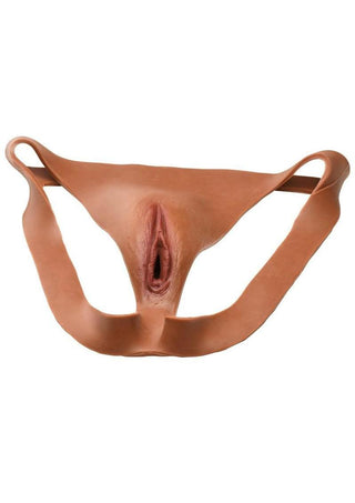 Master Series Pussy Strap Silicone Vagina Jockstrap - Chocolate