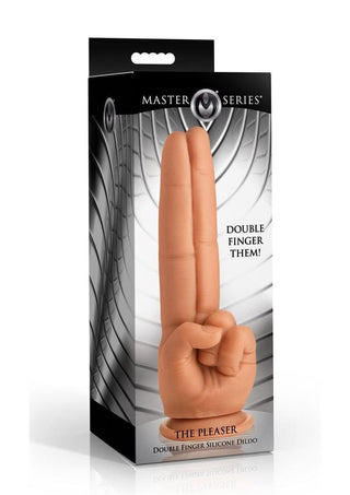 Master Series The Pleaser Double Finger Silicone Dildo - Vanilla