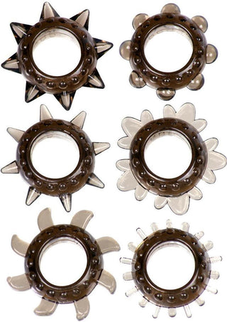 ME YOU US Tickler Bulk Textured Cock Ring Assorted - Smoke - 102 Packs/Per Bag