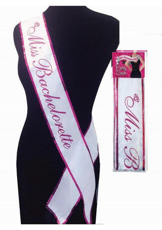 Miss Bachelorette Party Sash - White