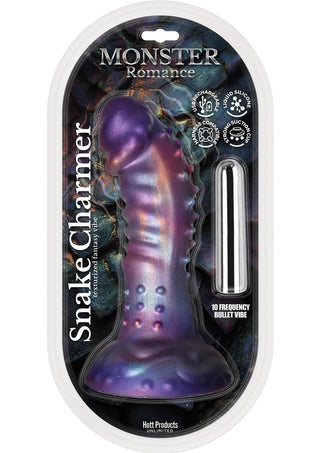 Monster Romance Snake Charmer Rechargeable Silicone Dildo with Bullet Vibrator - Multicolor