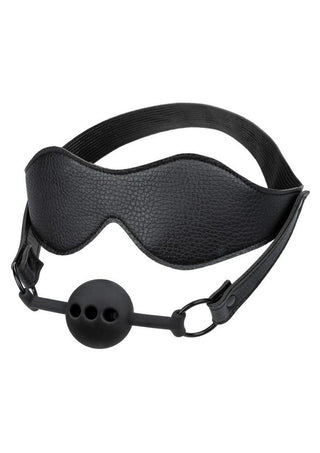 Nocturnal Collection Eye Mask and Breathable Ball Gag - Black