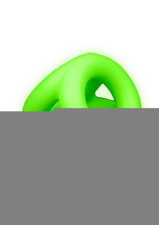 Ouch! Cock Ring and Ball Strap Silicone - Glow In The Dark/Green