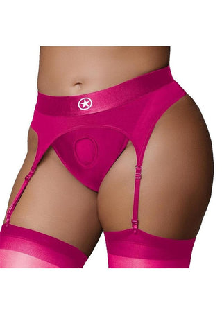 Ouch! Vibrating Strap-On Thong Rechargeable - Pink - XLarge/XXLarge