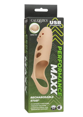 Performance Maxx Rechargeable Silicone Stud Dildo - Vanilla - 7.5in