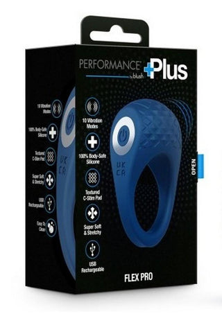 Performance Plus Dual Flex Pro Rechargeable Silicone Cock Ring - Blue