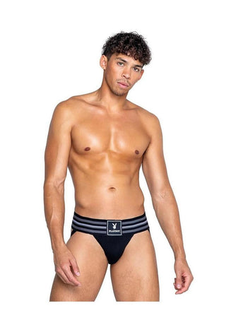 Playboy Mens Locker Room Classic Jock - Black - Medium