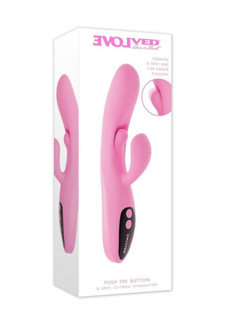 Push The Button Rechargeable Silicone Rabbit Vibrator with Clitoral Stimulator - Pink