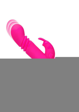 Rabbit Essentials Silicone Rechargeable Slim Shaft Thrusting G-Spot Rabbit Vibrator