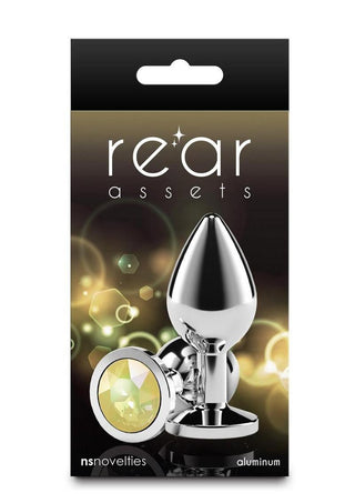 Rear Assets Silver Anal Plug - Medium - Yellow Gem