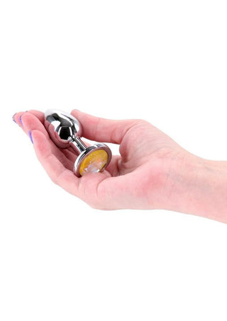 Rear Assets Silver Anal Plug - Small - Yellow Gem