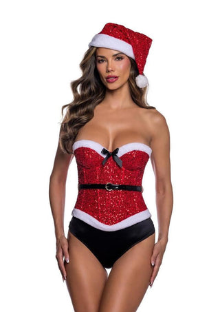 Roma Santa Baby Corset and Hat - Red/White - Large - 2 Piece/Set