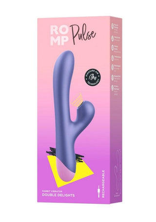 Romp Pulse Rechargeable Silicone Rabbit Vibrator with Pleasure Air - Pink/Purple