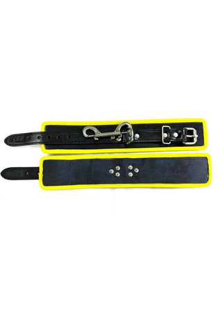 Rouge Leather Ankle Cuffs - Black/Yellow