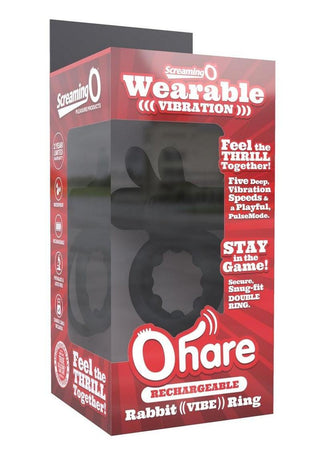 Screaming O Ohare Rechargeable Silicone Vibrating Cock Ring - Black