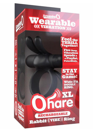 Screaming O Ohare XL Rechargeable Silicone Vibrating Cock Ring - Black - XLarge