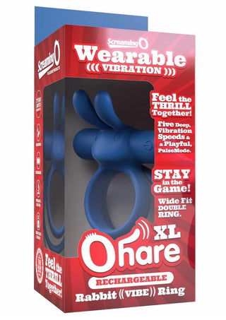 Screaming O Ohare XL Rechargeable Silicone Vibrating Cock Ring - Blue - XLarge
