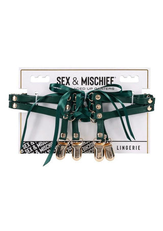 Sex and Mischief Indica Laced Up Garter - Green