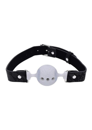 Sex and Mischief Lace Silicone Breathable Ball Gag - Black/Silver