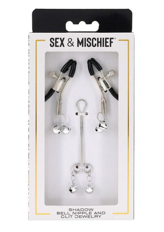 Sex and Mischief Shadow Bell Nipple Clit Jewelry - Black/Silver