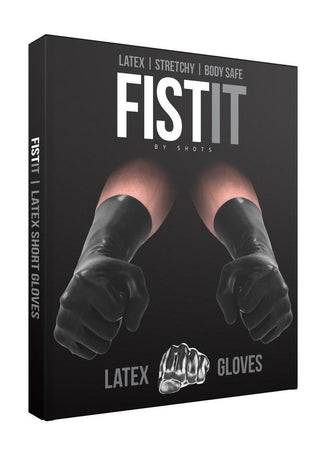 Shots Fist It Unisex Latex Short Gloves - Black