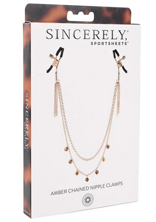 Sincerely Amber Chained Nipple Clamps - Animal Print/Gold
