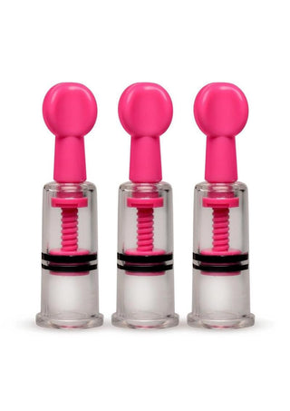 Size Matters Maxtwist Clit and Nipple Triple Sucker - Pink - Set