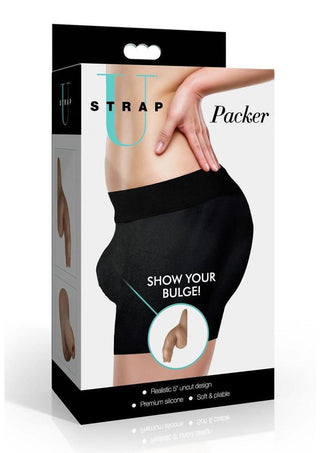 Strap U Uncut Packer Silicone 5.1in Dildo - Caramel