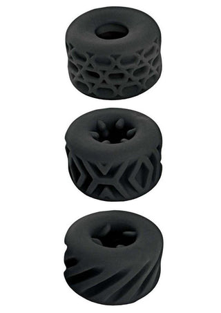 Super Stretchy Stroker Silicone Cock Rings - Black - 3 Piece