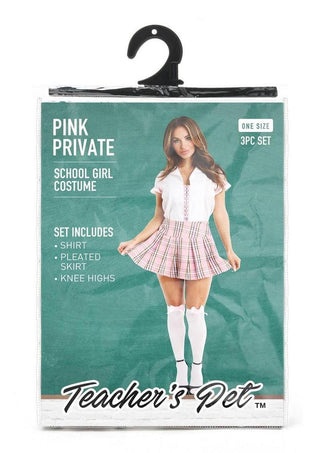 Teacher's Pet Private Schoolgirl Costume - Pink/White - One Size - 3 Piece