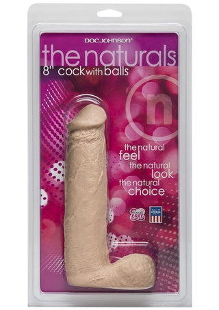 The Naturals Dildo with Balls - Flesh/Vanilla - 8in